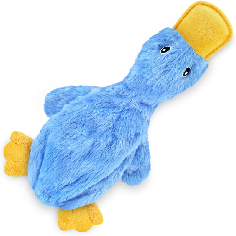 Crinkle Duck Shaped Dog Toy With Squeaker-Paw Print Pad