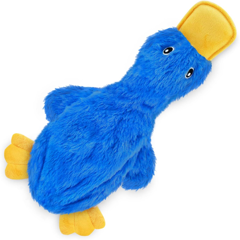 Crinkle Duck Shaped Dog Toy With Squeaker-Paw Print Pad