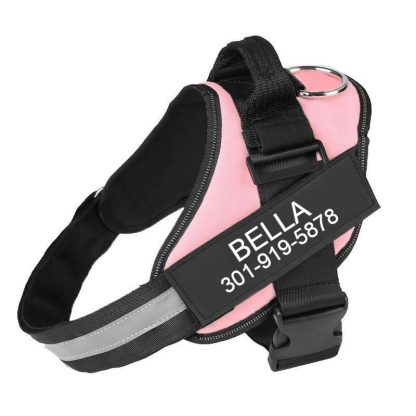 Custom No Pull Dog Harness With Name and Phone Number, Heavy Duty Personalized Pet Vest-Paw Print Pad