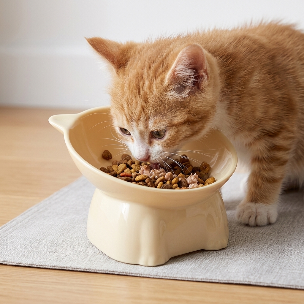 Elevated Tilt Design Pet Feeding Bowl with 15 Degree Stand For Cats And Dogs