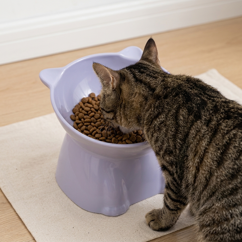 Elevated Tilt Design Pet Feeding Bowl with 15 Degree Stand For Cats And Dogs