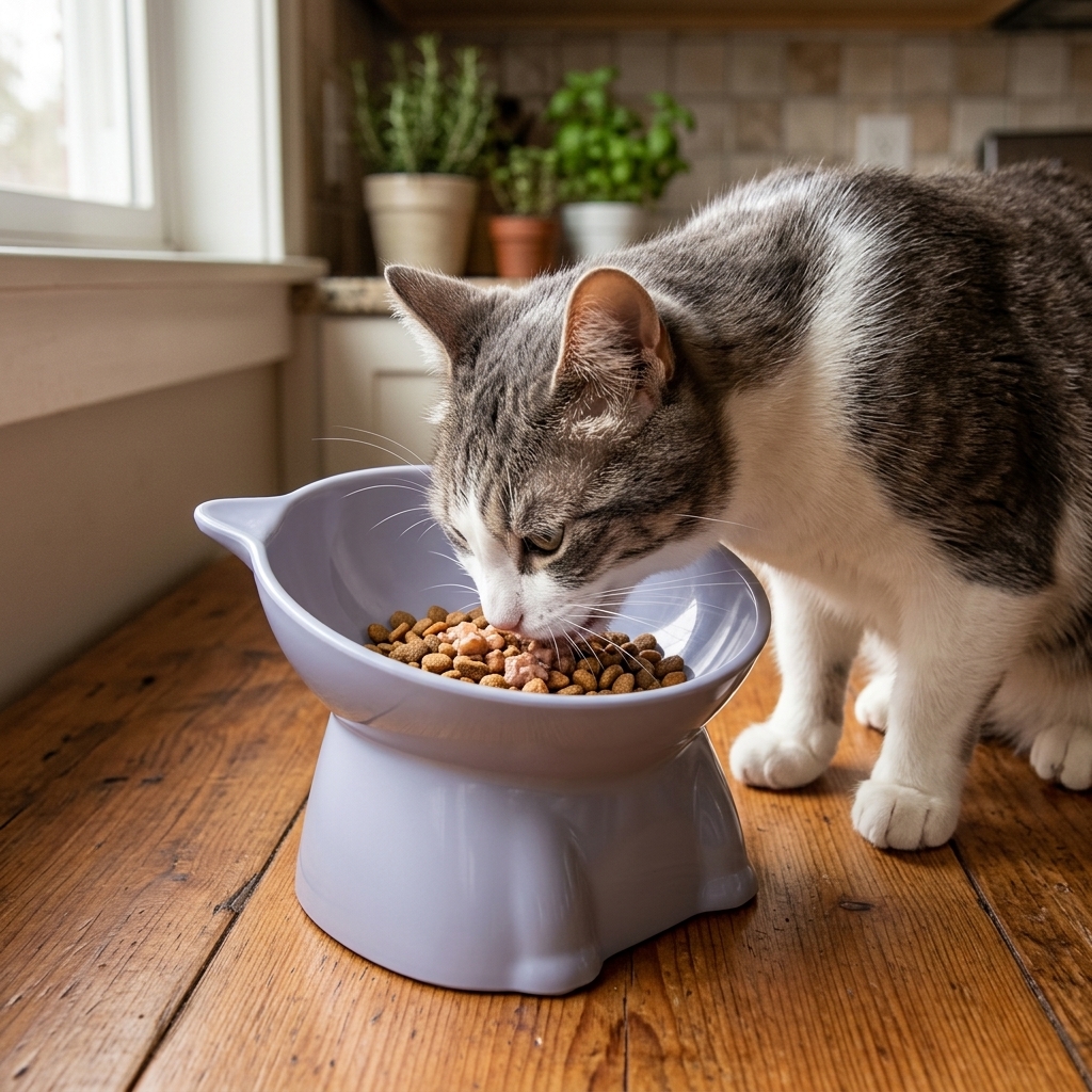 Elevated Tilt Design Pet Feeding Bowl with 15 Degree Stand For Cats And Dogs