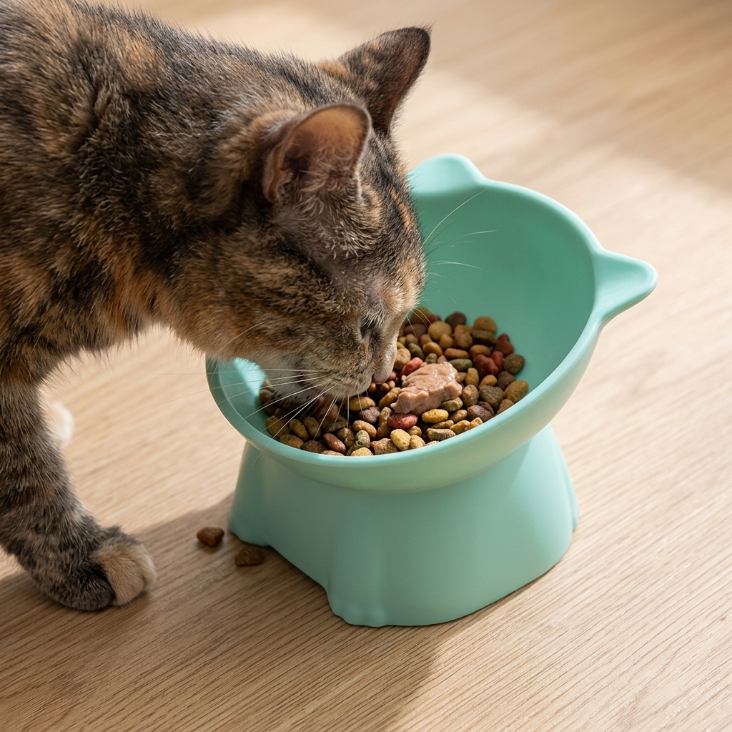 Elevated Tilt Design Pet Feeding Bowl with 15 Degree Stand For Cats And Dogs