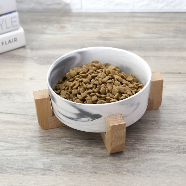 Marble Food Bowl For Cat-Paw Print Pad