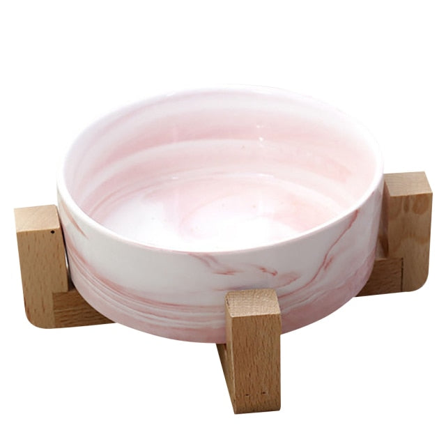 Marble Food Bowl For Cat-Paw Print Pad
