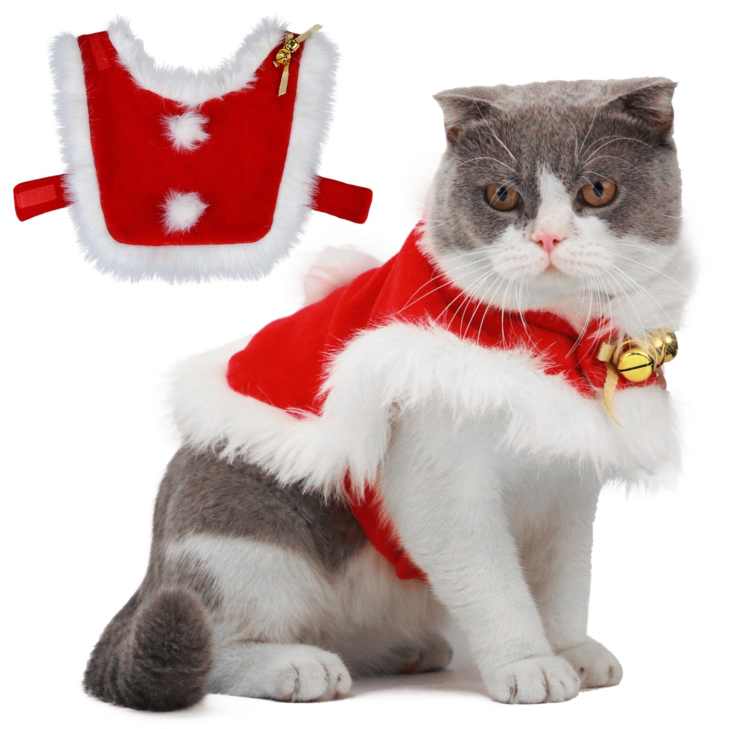 Adjustable Christmas Cloaks For Cats-Paw Print Pad