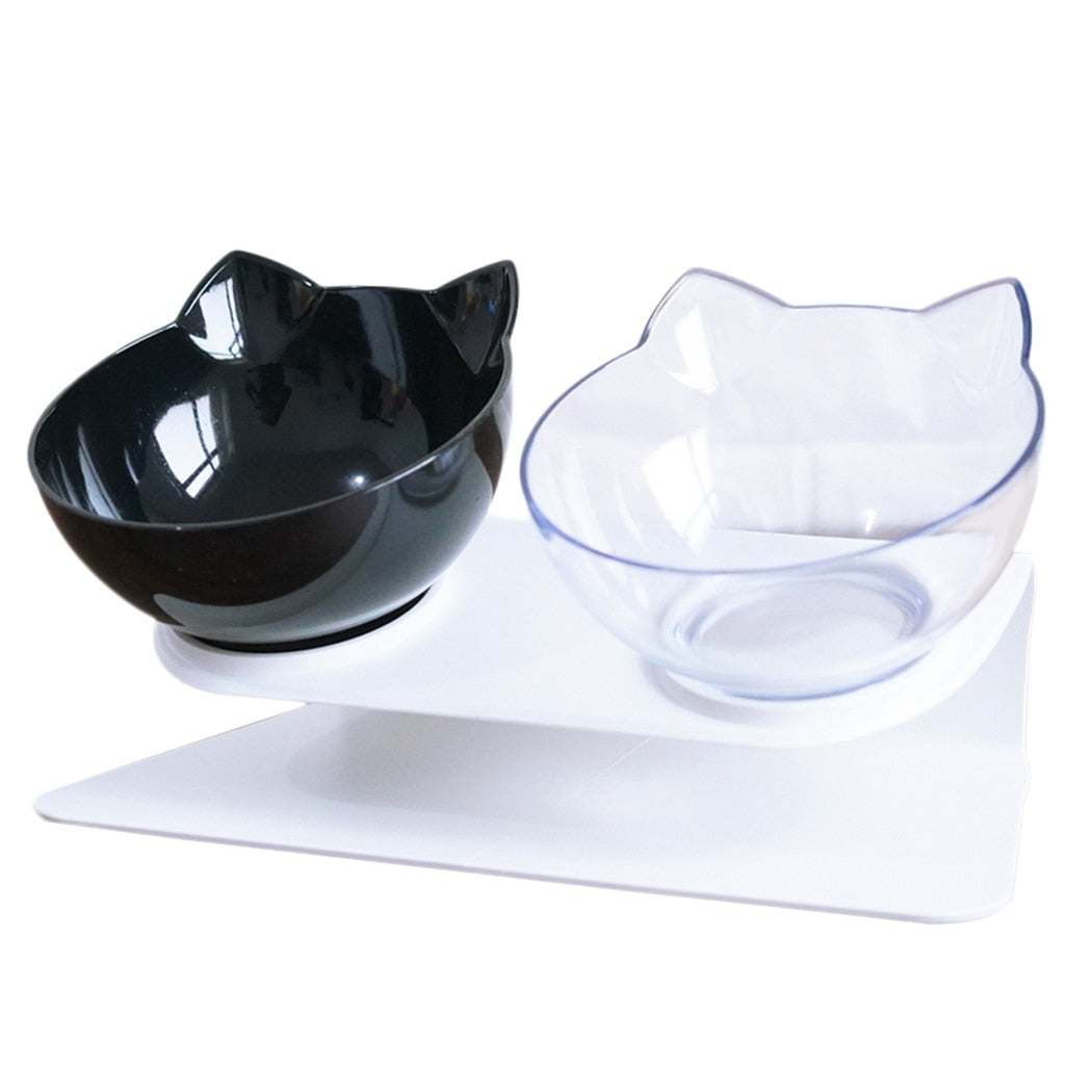 Slip Proof Double Bowl For Cats-Paw Print Pad