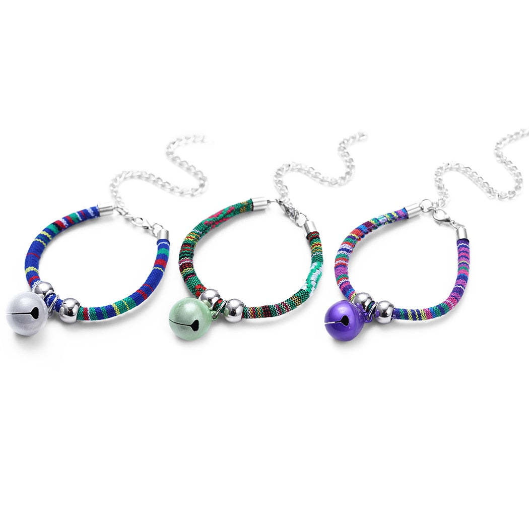 1Pc Cat Collar With Bell-Paw Print Pad
