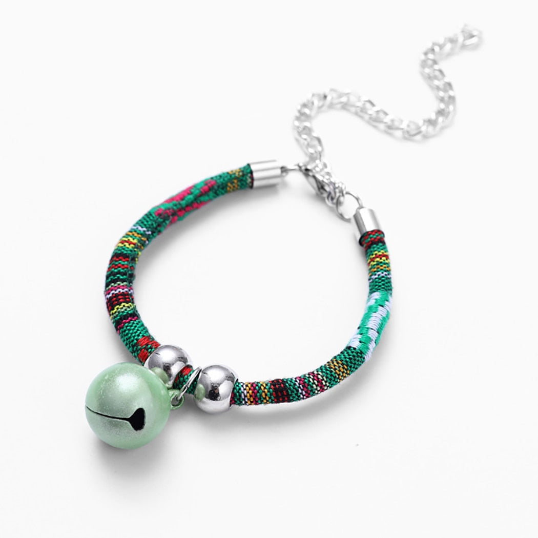 1Pc Cat Collar With Bell-Paw Print Pad