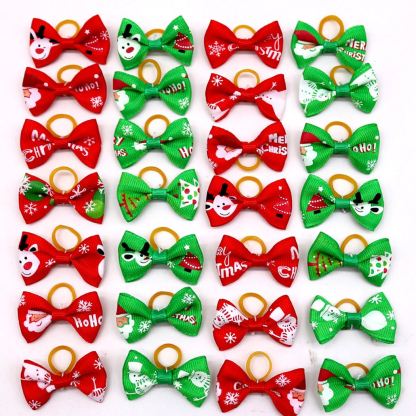 10 Piece Christmas Hair Bow Set For Dogs-Paw Print Pad