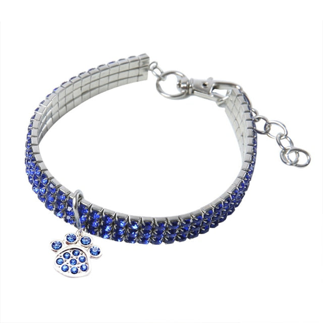 Crystal Collar For Dogs-Paw Print Pad