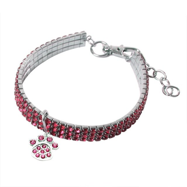 Crystal Collar For Dogs-Paw Print Pad