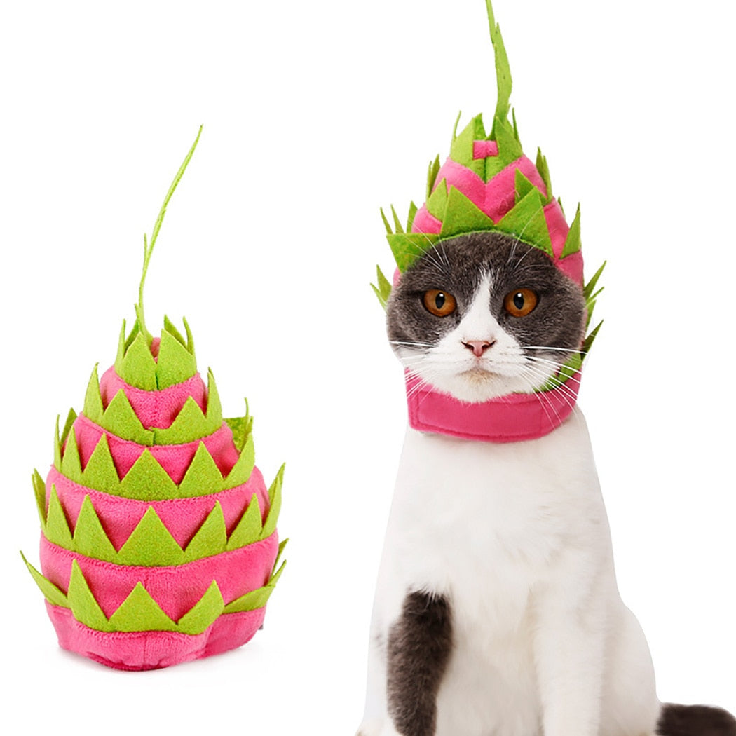Dragon Fruit-Shaped Hat For Cats-Paw Print Pad