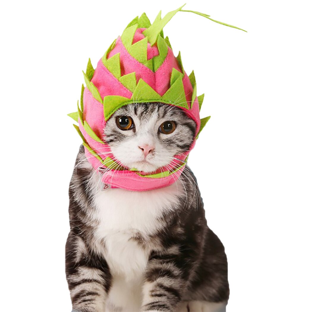 Dragon Fruit-Shaped Hat For Cats-Paw Print Pad