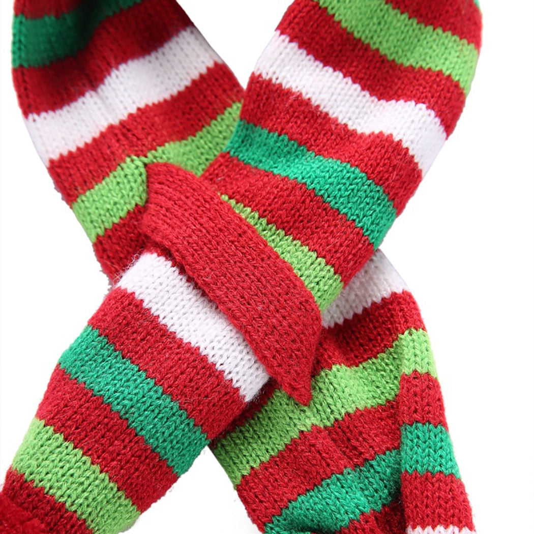 Christmas Stripe Scarf For Dog-Paw Print Pad