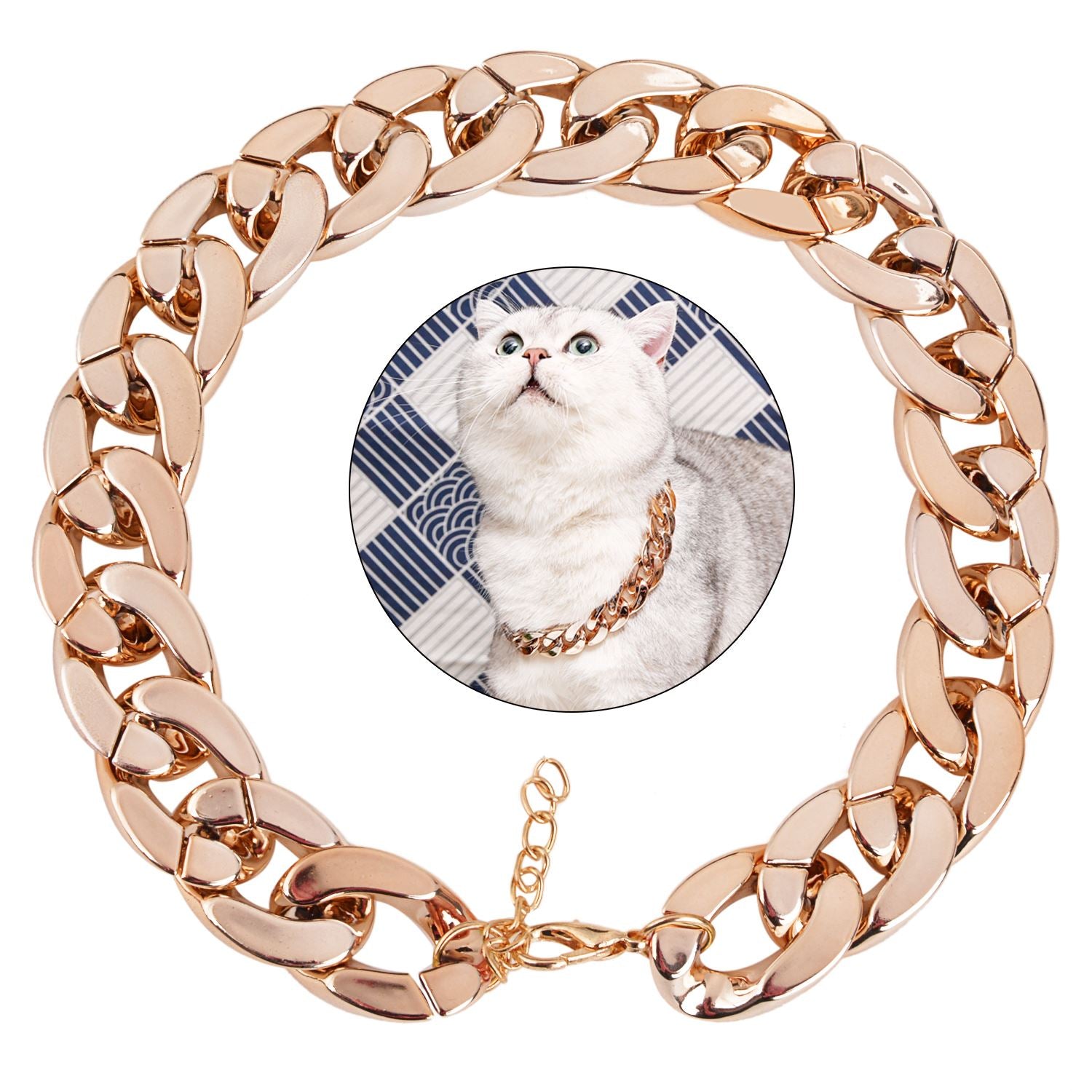 Gold Plated Chain Collar For Dogs-Paw Print Pad