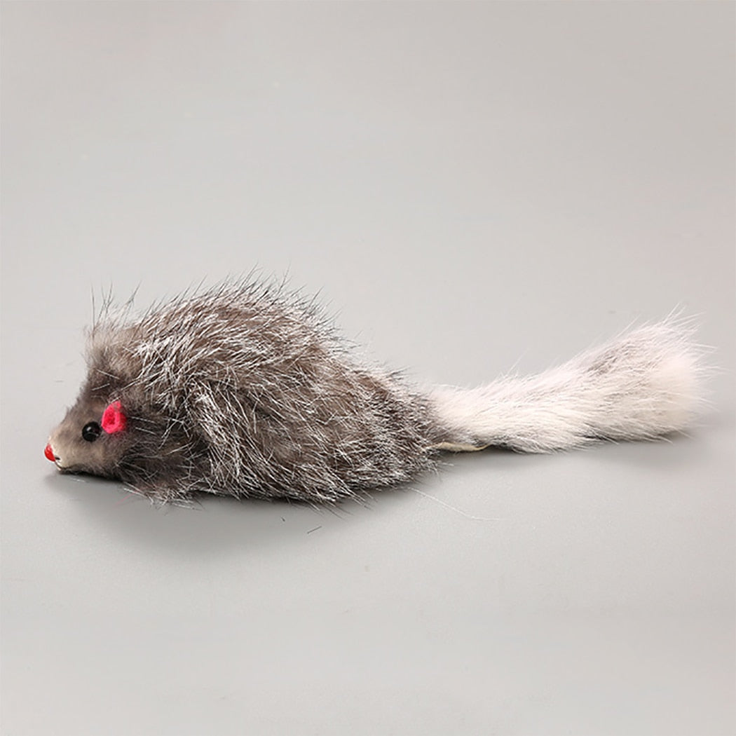 5pcs Furry Mouse Toy Set For Cats-Paw Print Pad