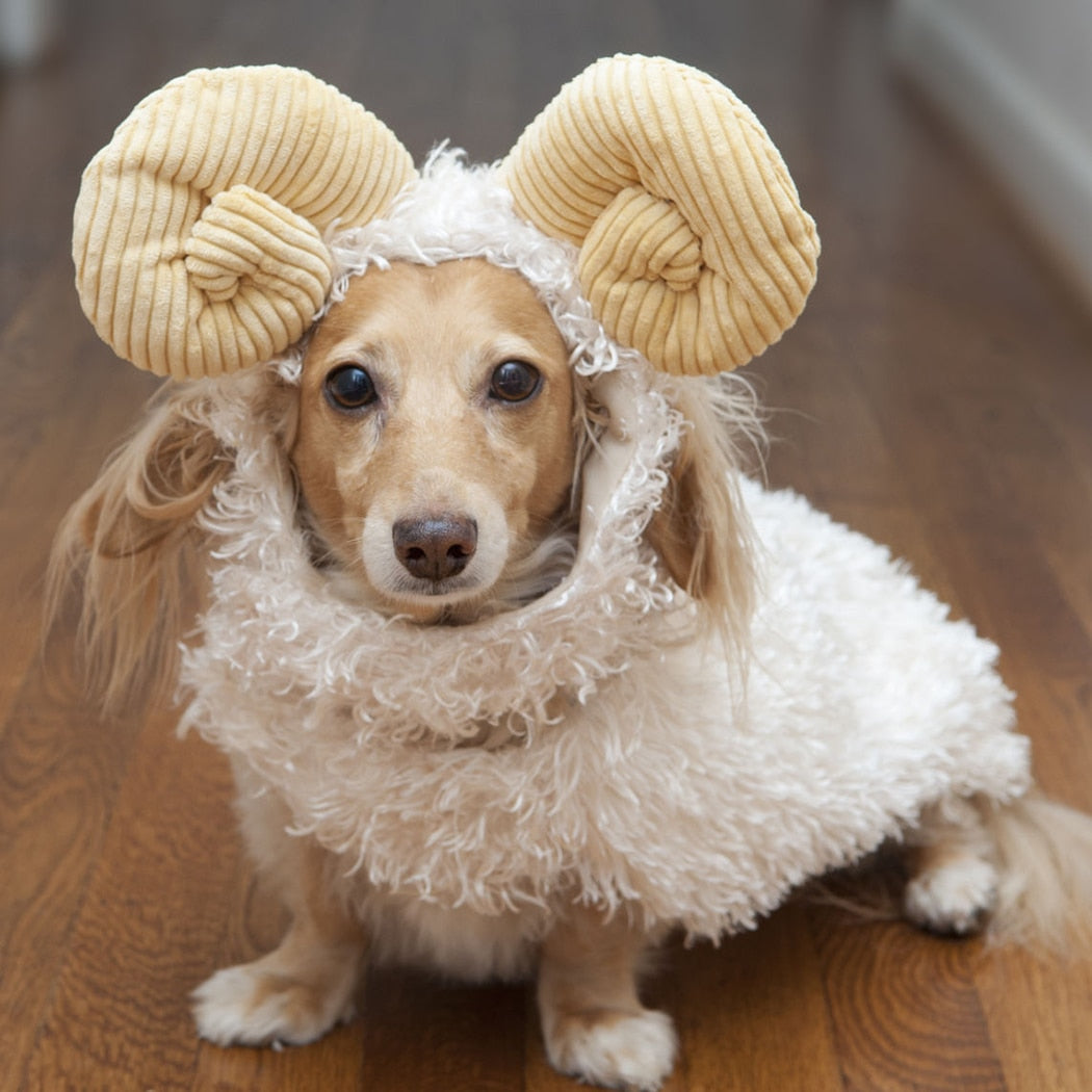 Goat Costume Head Piece For Dogs-Paw Print Pad
