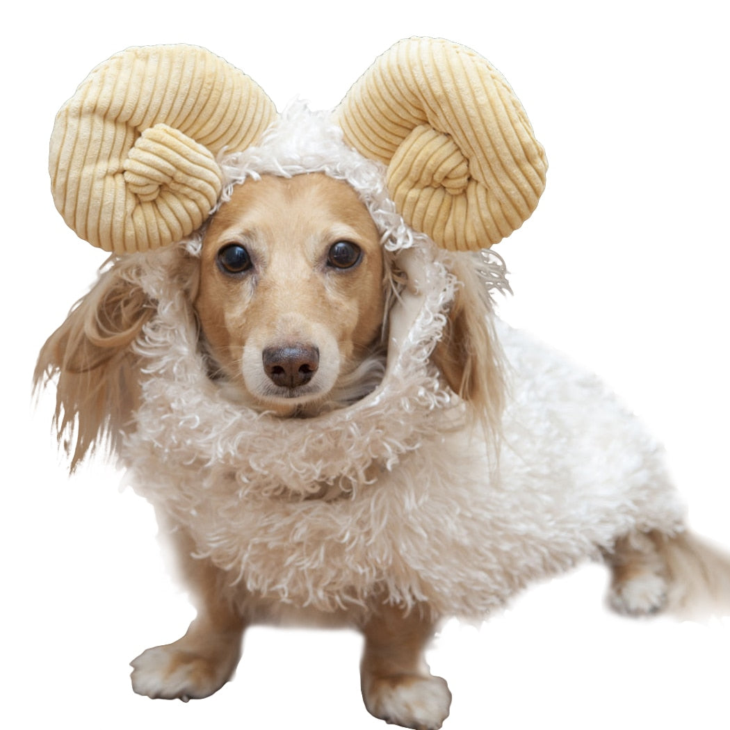 Goat Costume Head Piece For Dogs-Paw Print Pad