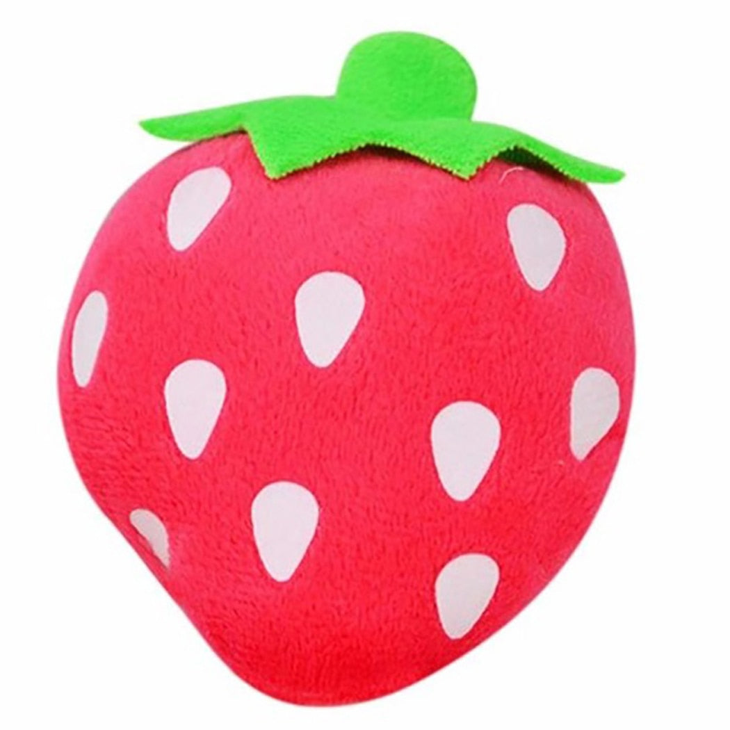 Strawberry Stuffed Squeaky Dog Toy-Paw Print Pad