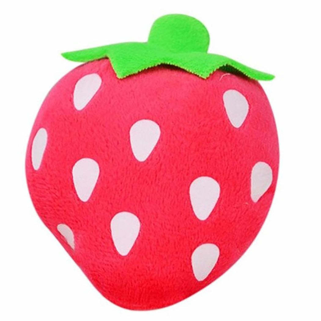 Strawberry Stuffed Squeaky Dog Toy-Paw Print Pad
