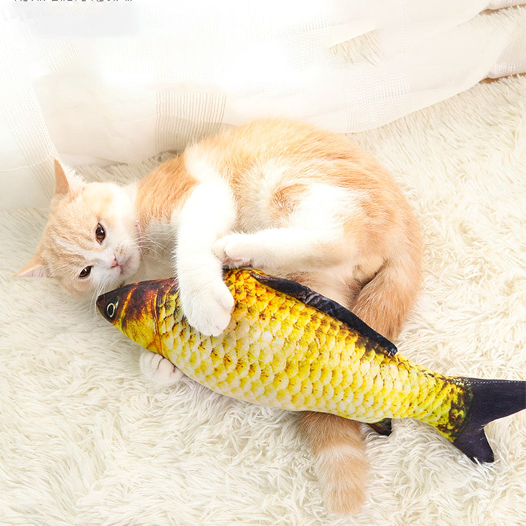 3D Fish Plush Toy Stuffed Catnip For Cats-Paw Print Pad