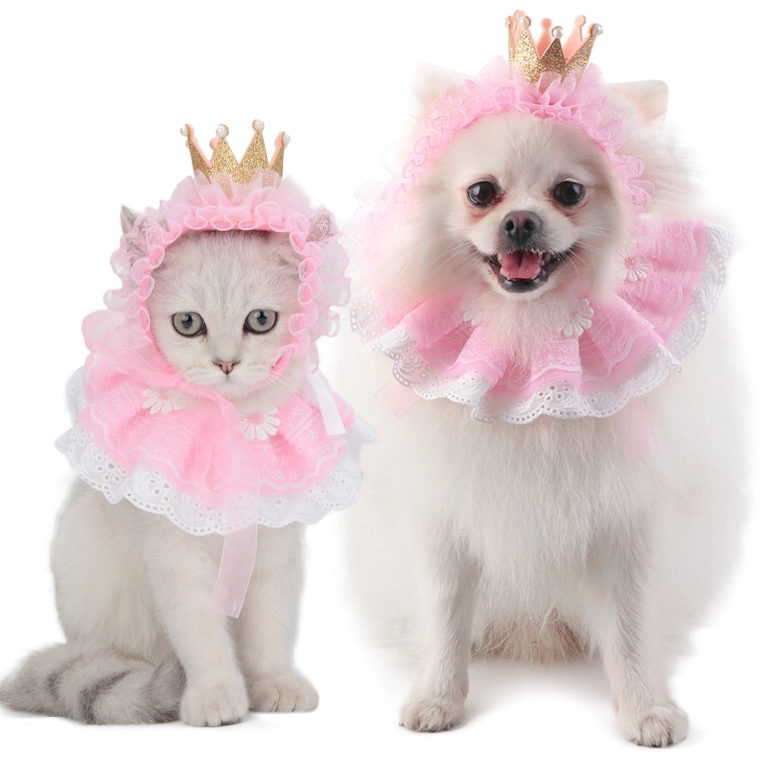 Lace Crown Costume Set For Cat-Paw Print Pad