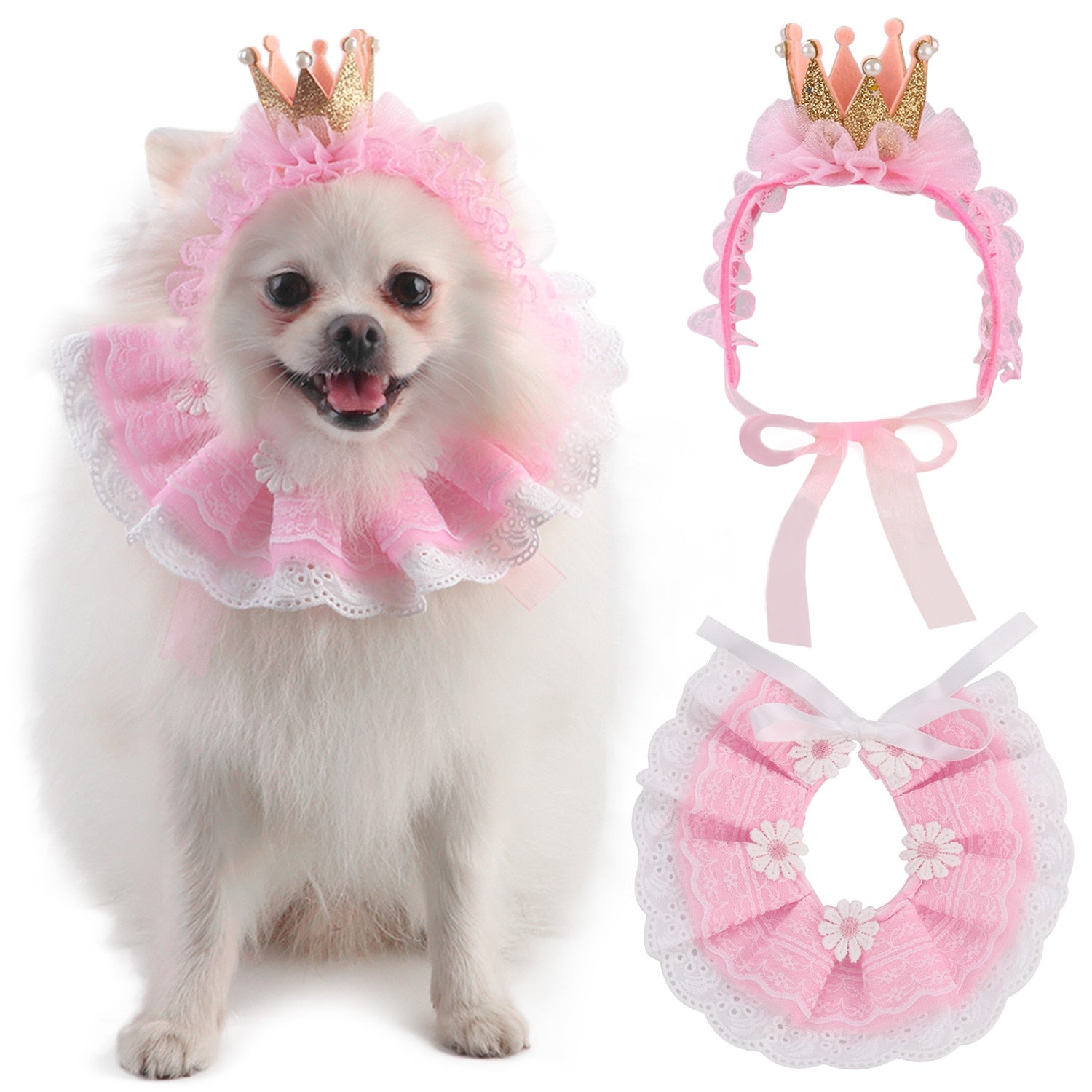 Lace Crown Costume Set For Cat-Paw Print Pad