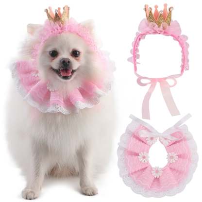 Lace Crown Costume Set For Cat-Paw Print Pad