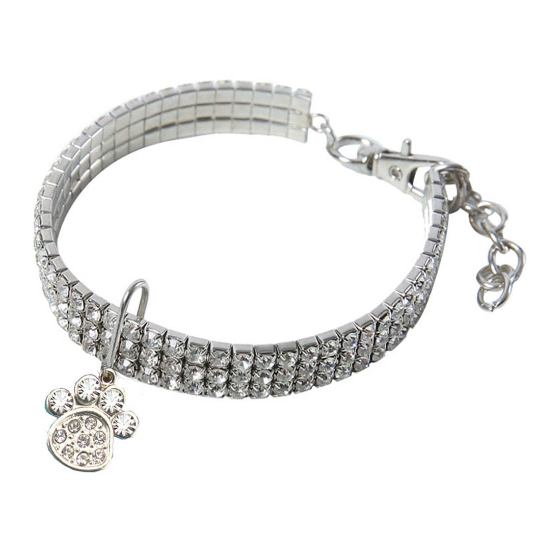 Crystal Collar For Dogs-Paw Print Pad