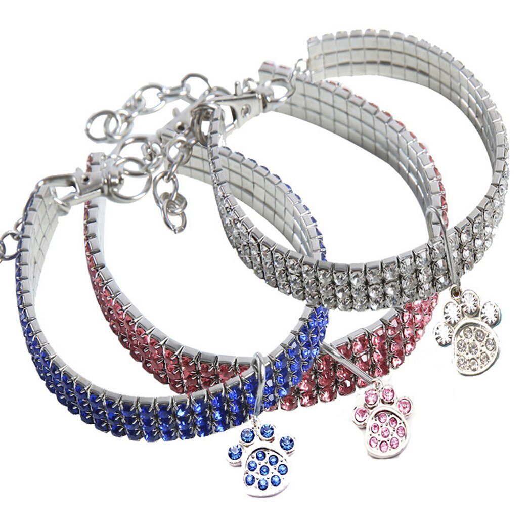 Crystal Collar For Dogs-Paw Print Pad