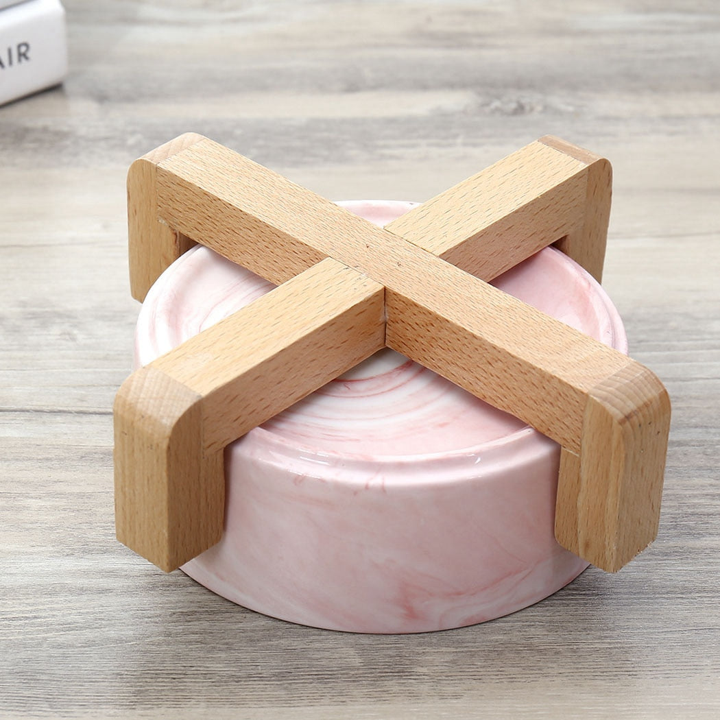 Marble Food Bowl For Cat-Paw Print Pad