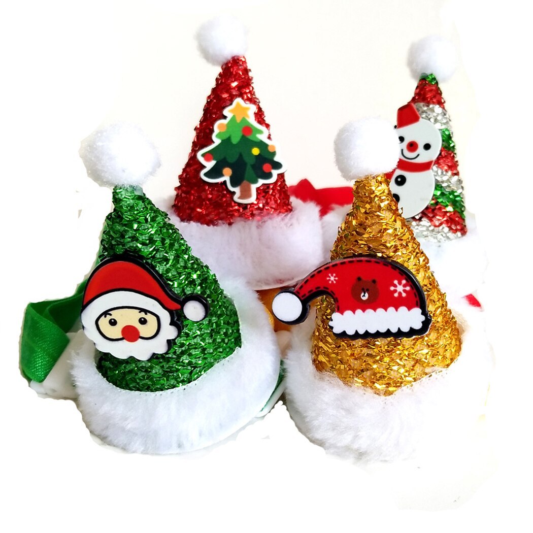 Glitter Christmas Hats For Dogs-Paw Print Pad