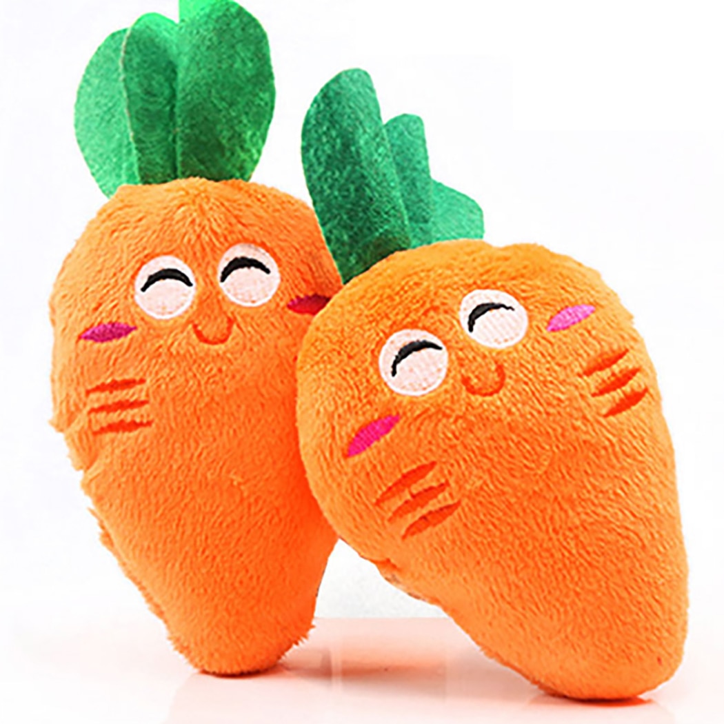Stuffed Carrot Squeaking Toys For Dogs-Paw Print Pad