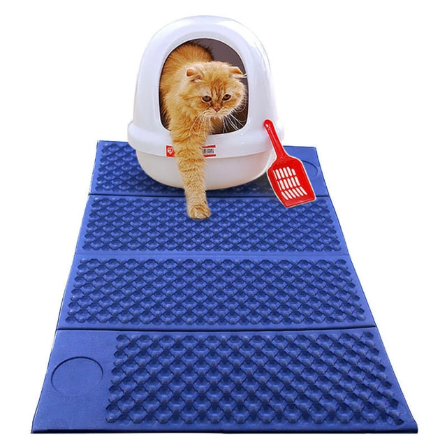 Foldable Cat Litter Mat-Paw Print Pad