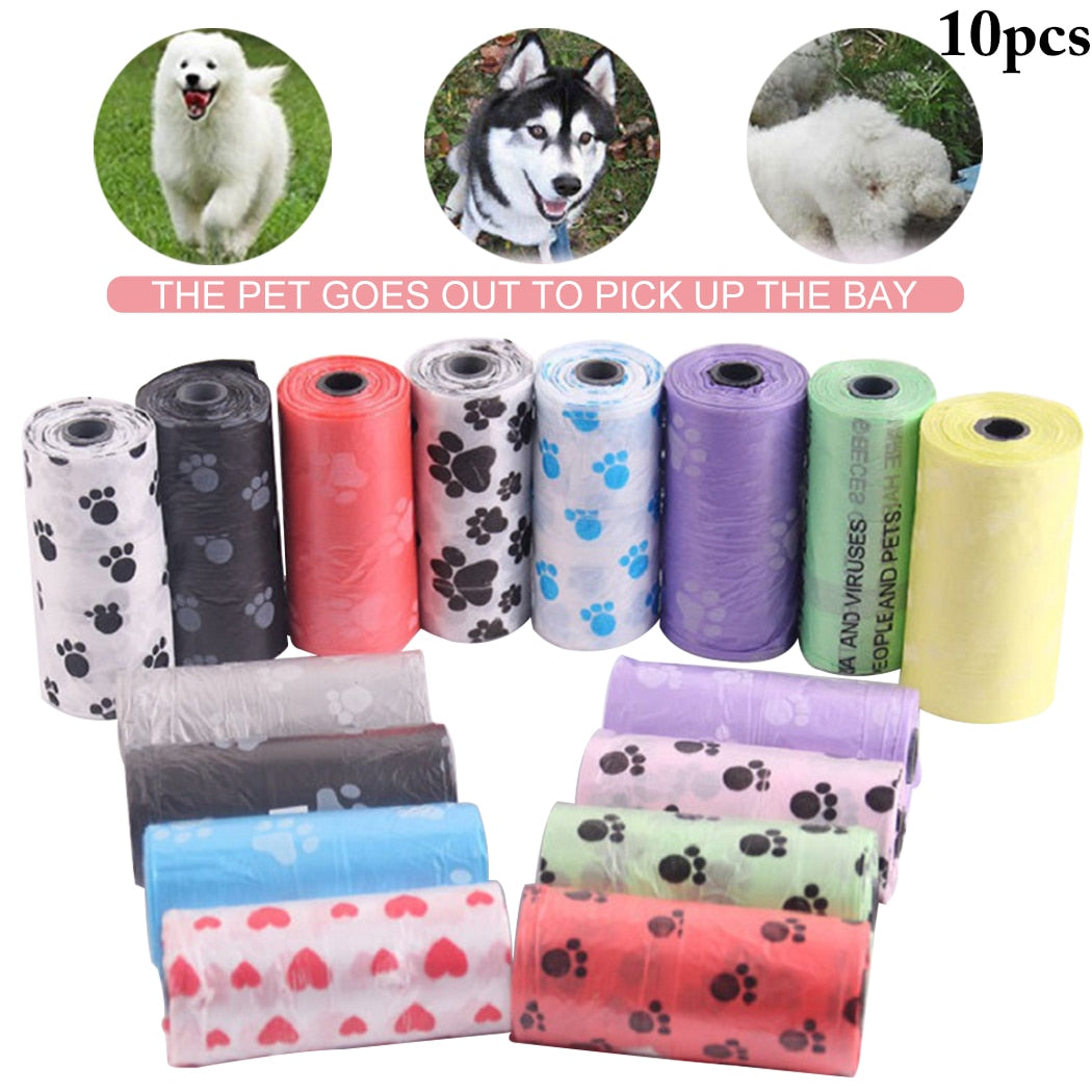 10 Piece Waste Bags Set For Dogs-Paw Print Pad