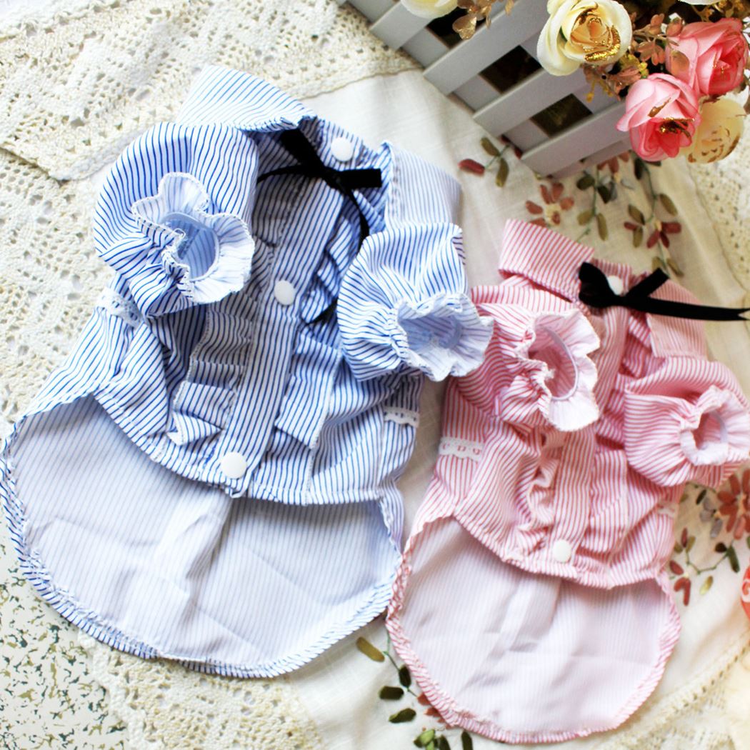 Fashion Striped Outfit for Dog-Paw Print Pad