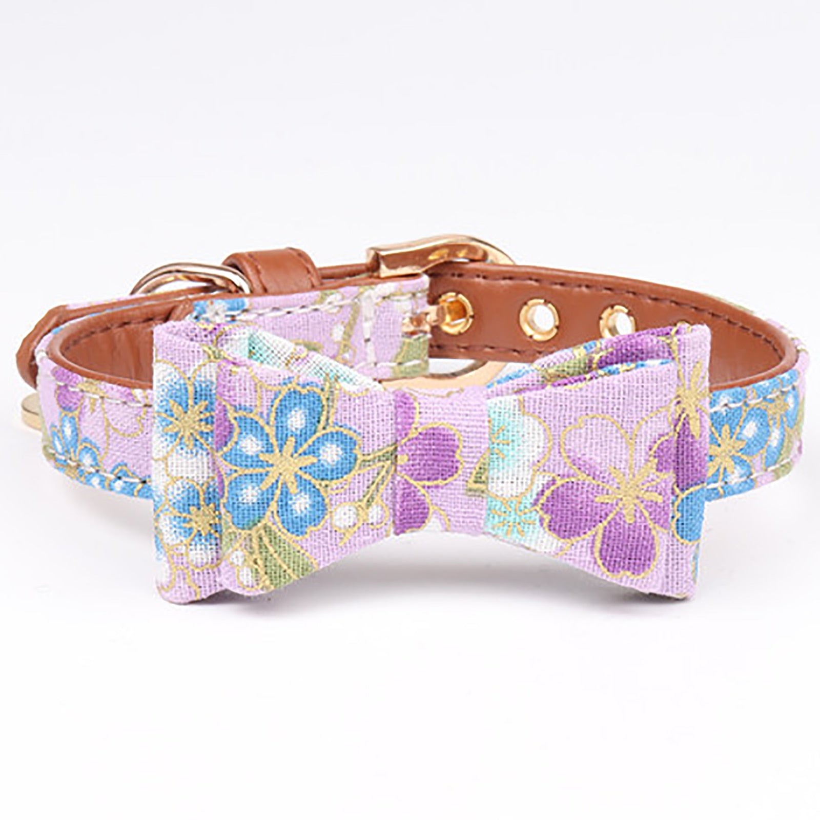 Floral Printed Adjustable Collar for Dog-Paw Print Pad