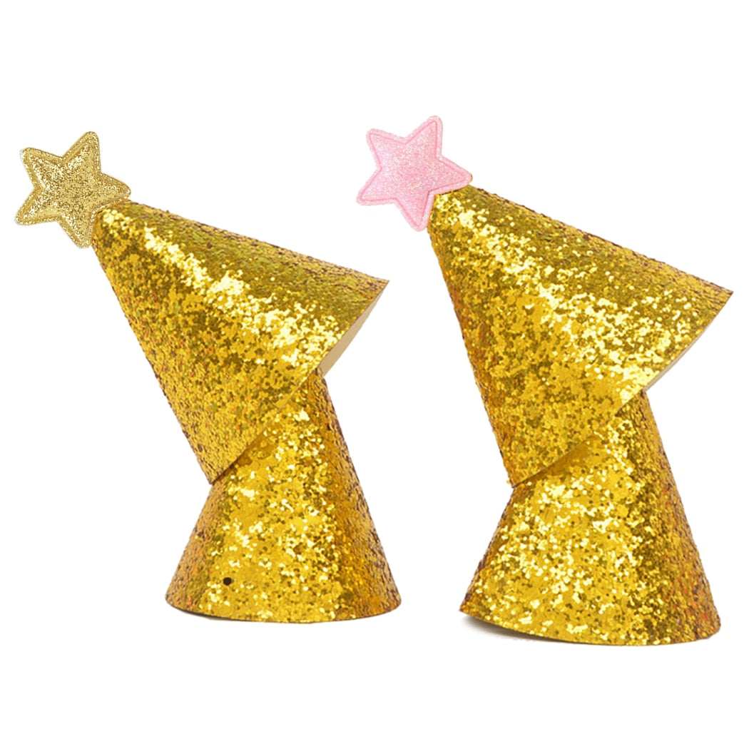2 Pcs Gold Birthday Hat For Cats-Paw Print Pad