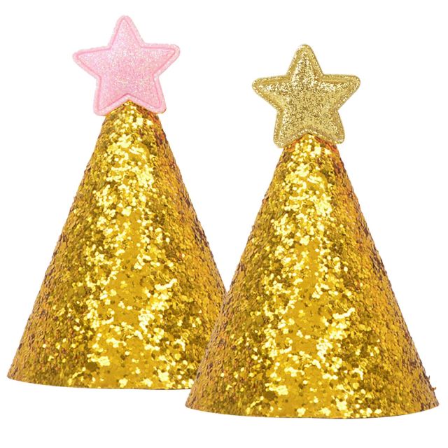 2 Pcs Gold Birthday Hat For Cats-Paw Print Pad