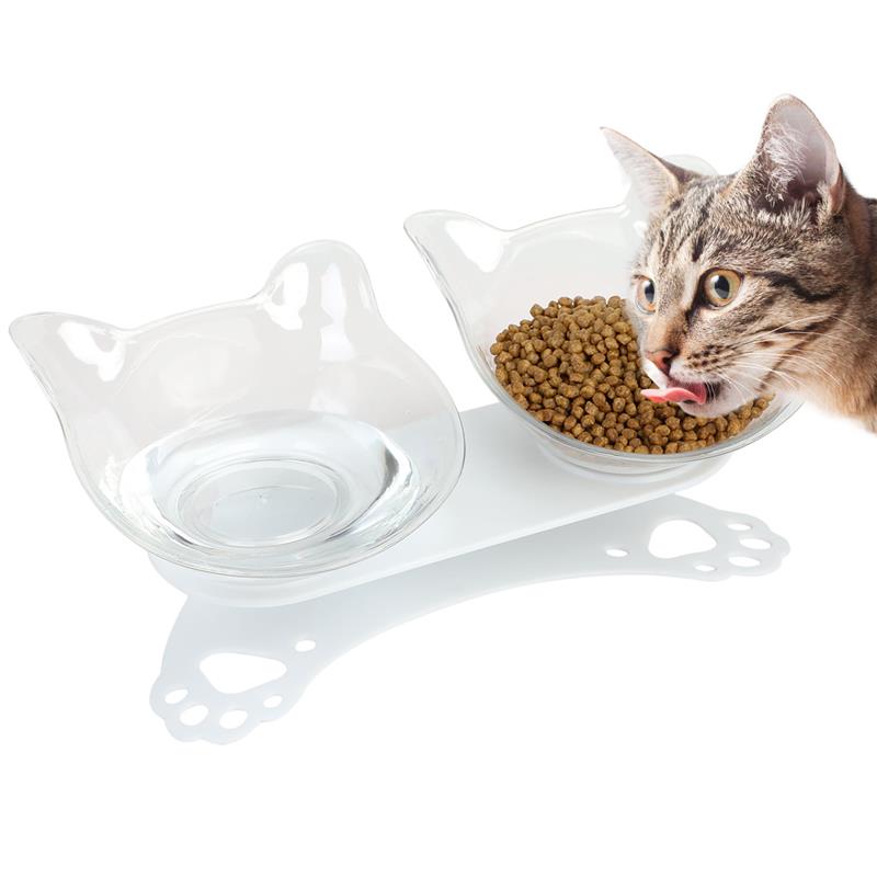 Tilting Bowls For Cats-Paw Print Pad