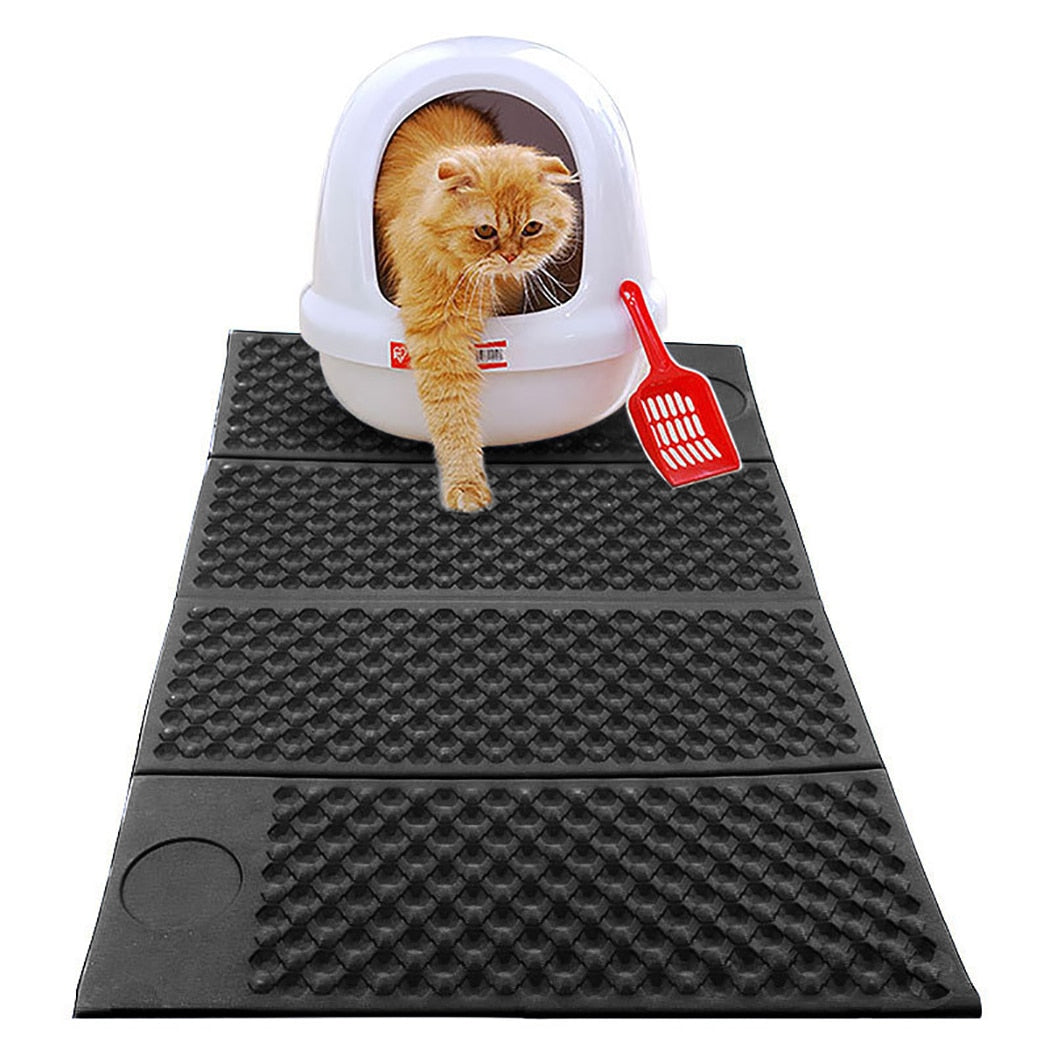 Foldable Cat Litter Mat-Paw Print Pad