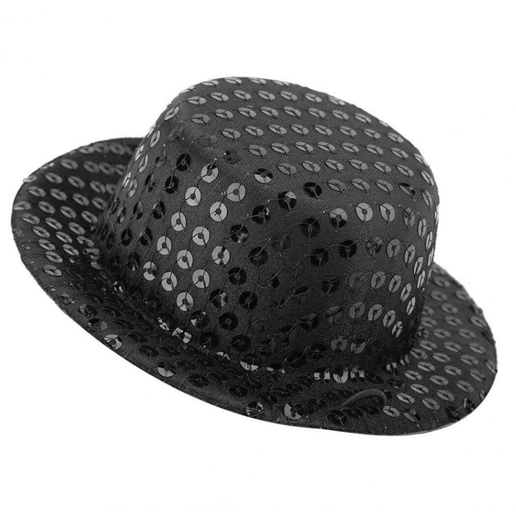 Black Sequins Top Hat With Bow Tie Set For Dogs-Paw Print Pad