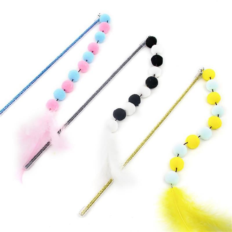 Cat Pom Pom Teaser Toy-Paw Print Pad