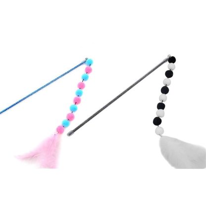 Cat Pom Pom Teaser Toy-Paw Print Pad