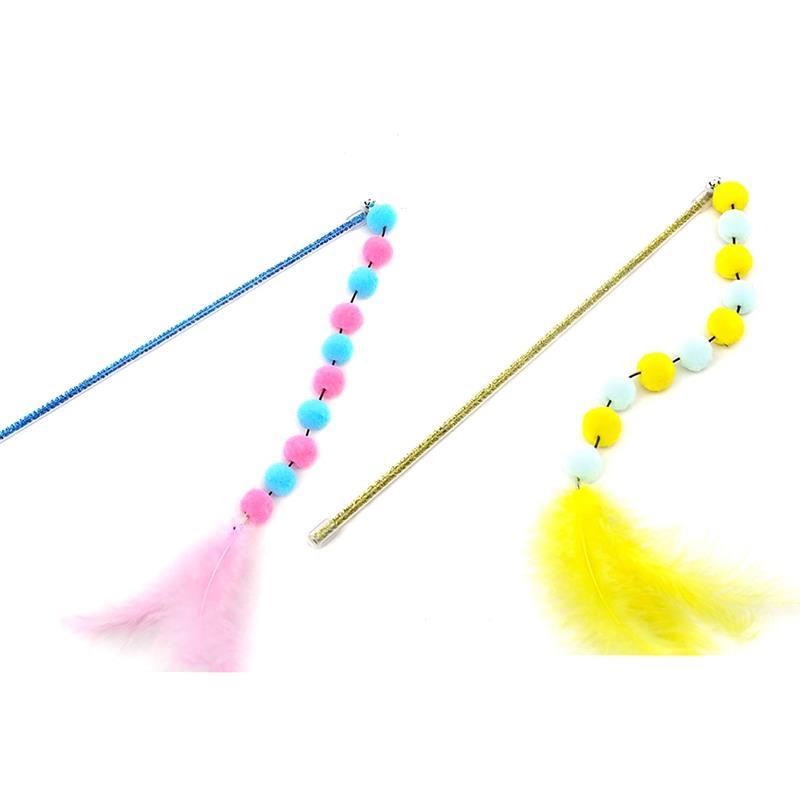 Cat Pom Pom Teaser Toy-Paw Print Pad