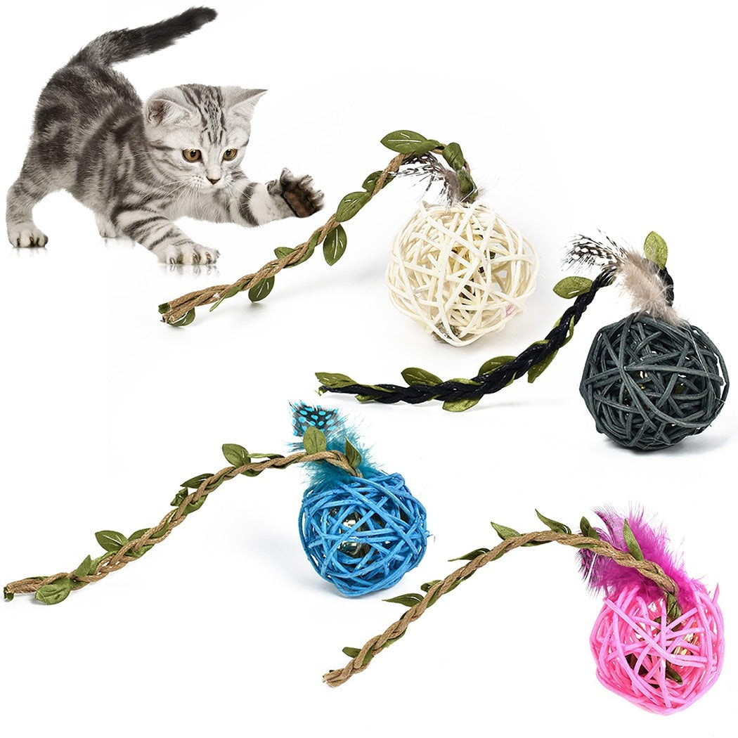 4 Piece Toy Balls Set For Cat-Paw Print Pad
