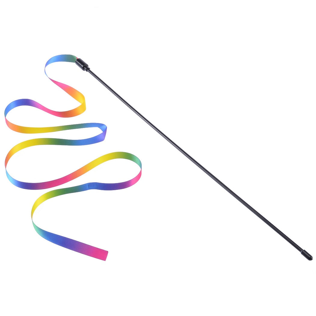 Cute Colorful Rod Teaser Wand For Cats-Paw Print Pad