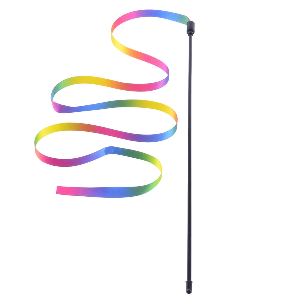 Cute Colorful Rod Teaser Wand For Cats-Paw Print Pad