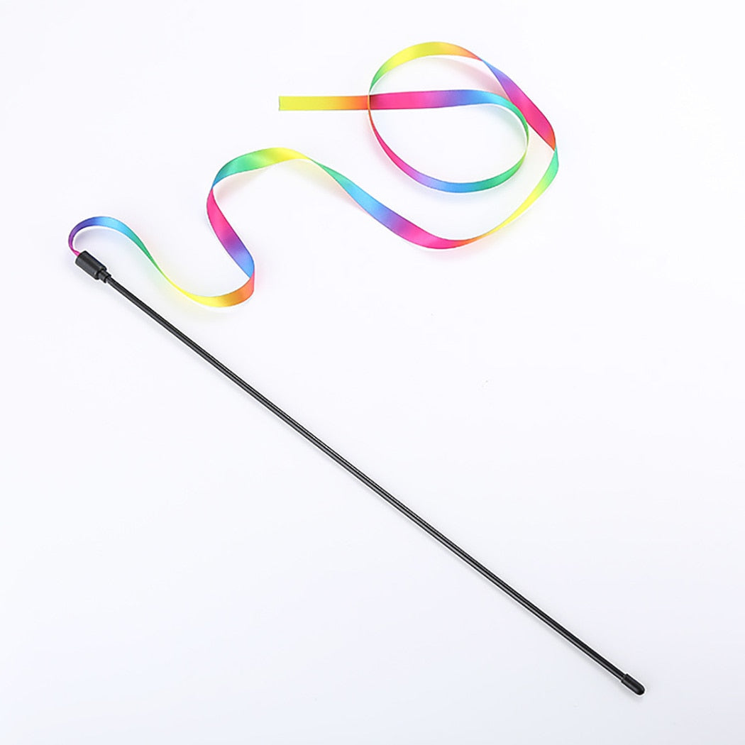 Cute Colorful Rod Teaser Wand For Cats-Paw Print Pad